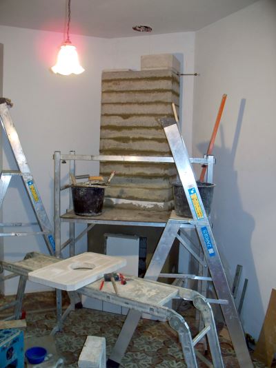 Aufbau eines Kachelofens - Ofenkern fast fertig